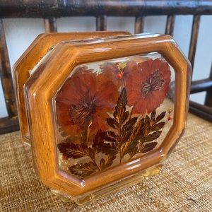 SOLD! Vintage pressed wild flowers napkin holder